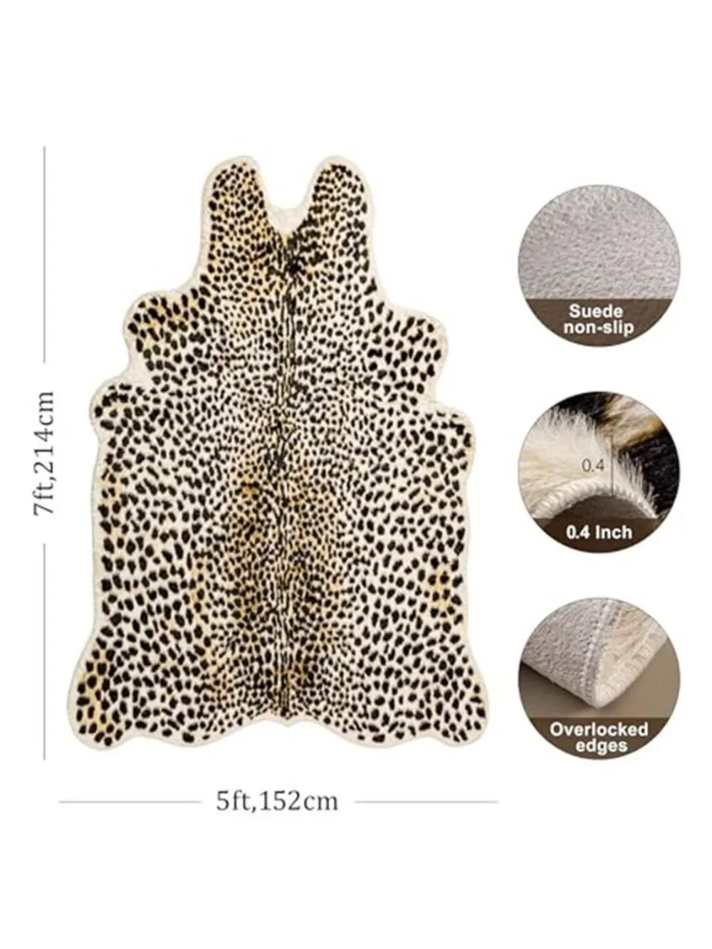 Cheetah Print Rug, Leopard Rug 5.2x7 Faux Animal Print Skin Cheetah Area Rug